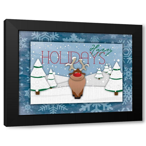 Happy Holidays Black Modern Wood Framed Art Print by Grey, Jace