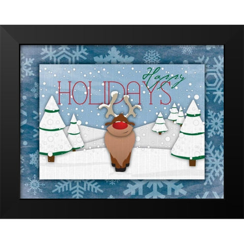 Happy Holidays Black Modern Wood Framed Art Print by Grey, Jace