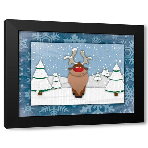 Reindeer Black Modern Wood Framed Art Print by Grey, Jace