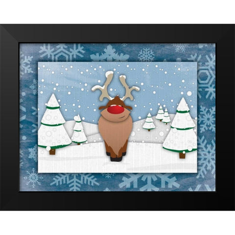 Reindeer Black Modern Wood Framed Art Print by Grey, Jace