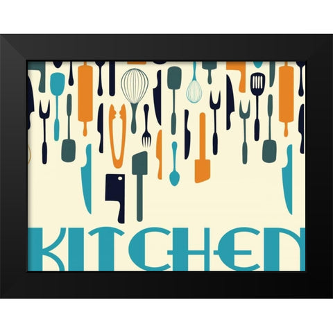 Kitchen Dinning A Black Modern Wood Framed Art Print by Grey, Jace