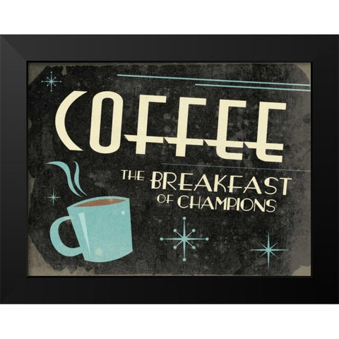 Retro Coffee B Black Modern Wood Framed Art Print by Grey, Jace
