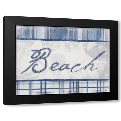 Beach in Navy Black Modern Wood Framed Art Print by Grey, Jace