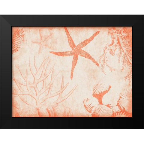 Sea Life in Tangerine 2 Black Modern Wood Framed Art Print by Grey, Jace