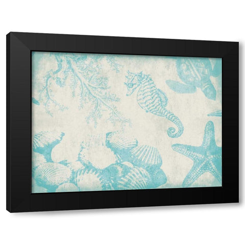 Sea Life in Aqua 1 Black Modern Wood Framed Art Print by Grey, Jace