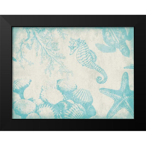 Sea Life in Aqua 1 Black Modern Wood Framed Art Print by Grey, Jace