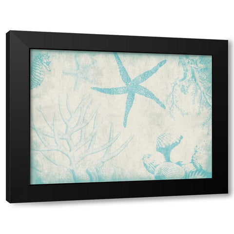 Sea Life in Aqua 2 Black Modern Wood Framed Art Print by Grey, Jace
