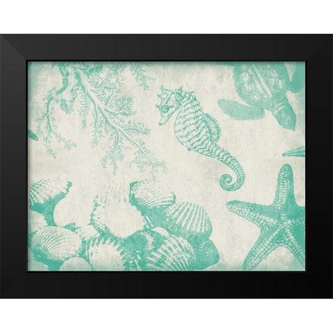 Sea Life in Teal 1 Black Modern Wood Framed Art Print by Grey, Jace