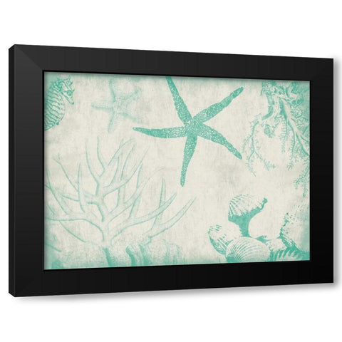 Sea Life in Teal 2 Black Modern Wood Framed Art Print by Grey, Jace