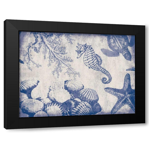 Sea Life in Navy 1 Black Modern Wood Framed Art Print by Grey, Jace