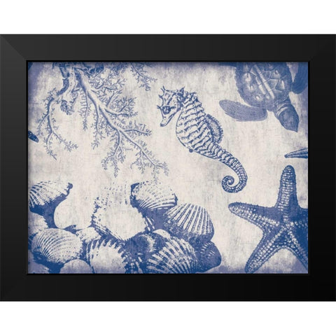Sea Life in Navy 1 Black Modern Wood Framed Art Print by Grey, Jace