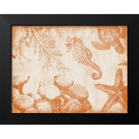 Sea Life in Burnt Orange 1 Black Modern Wood Framed Art Print by Grey, Jace