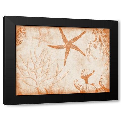 Sea Life in Burnt Orange 2 Black Modern Wood Framed Art Print by Grey, Jace