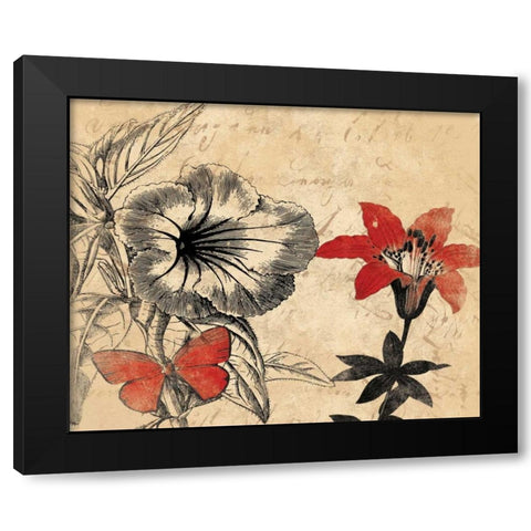 Wisdom Floral No  World Black Modern Wood Framed Art Print with Double Matting by Grey, Jace