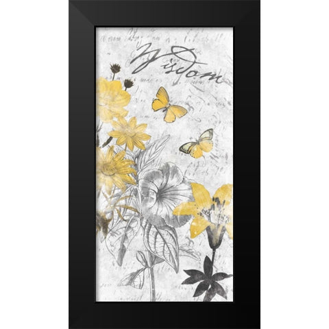 Wisdom Floral Black Modern Wood Framed Art Print by Grey, Jace