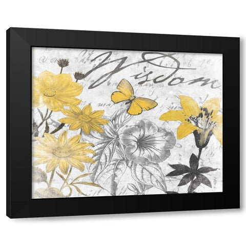 Wisdom Floral B Black Modern Wood Framed Art Print with Double Matting by Grey, Jace