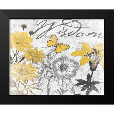 Wisdom Floral B Black Modern Wood Framed Art Print by Grey, Jace