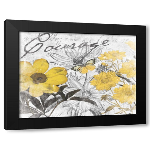 Courage Floral D Black Modern Wood Framed Art Print by Grey, Jace