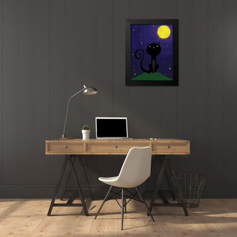 Halloween Cat. A Black Modern Wood Framed Art Print by Grey, Jace