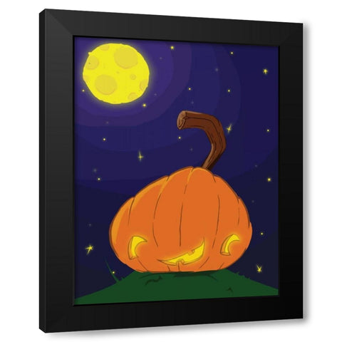 Halloween Pumpkin B Black Modern Wood Framed Art Print with Double Matting by Grey, Jace