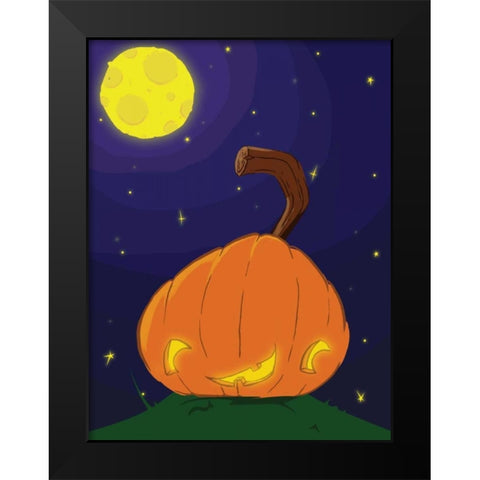 Halloween Pumpkin B Black Modern Wood Framed Art Print by Grey, Jace
