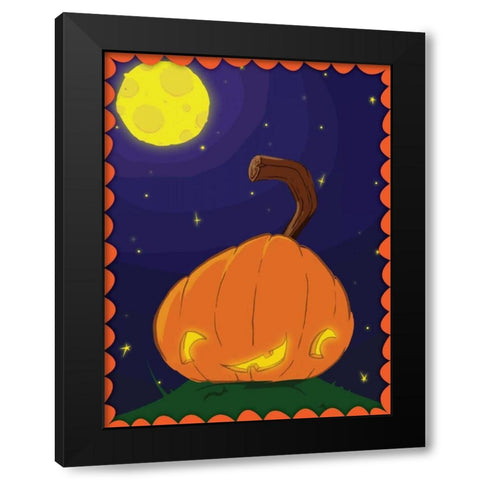 Halloween Pumpkin Black Modern Wood Framed Art Print by Grey, Jace