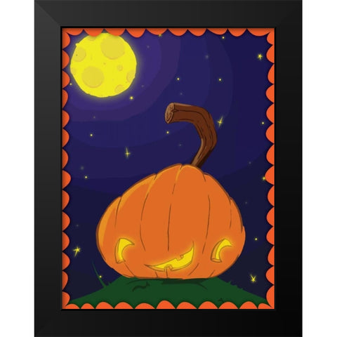 Halloween Pumpkin Black Modern Wood Framed Art Print by Grey, Jace