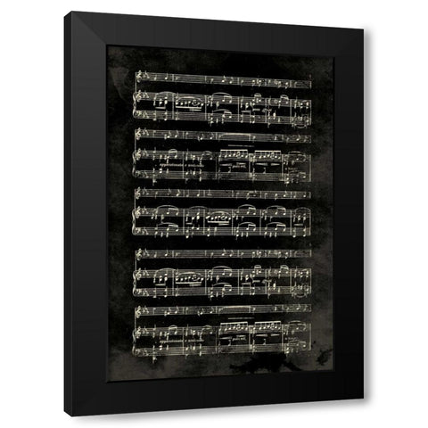 Music Sheet Black Black Modern Wood Framed Art Print with Double Matting by Grey, Jace