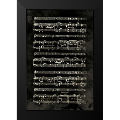 Music Sheet Black Black Modern Wood Framed Art Print by Grey, Jace