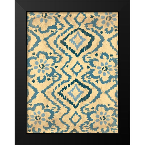 Blue Ikat Black Modern Wood Framed Art Print by Grey, Jace