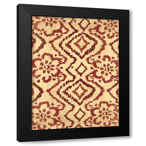 Ox Blood Ikat Black Modern Wood Framed Art Print with Double Matting by Grey, Jace