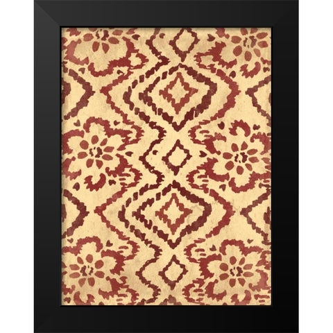 Ox Blood Ikat Black Modern Wood Framed Art Print by Grey, Jace