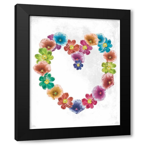 Floral Heart 1 Black Modern Wood Framed Art Print with Double Matting by Grey, Jace