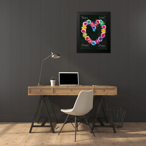 Peace Love Black Modern Wood Framed Art Print by Grey, Jace