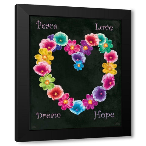 Peace Love Black Modern Wood Framed Art Print by Grey, Jace