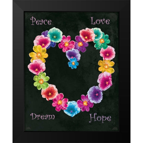 Peace Love Black Modern Wood Framed Art Print by Grey, Jace