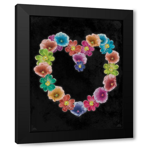 Floral Heart 2 Black Modern Wood Framed Art Print with Double Matting by Grey, Jace