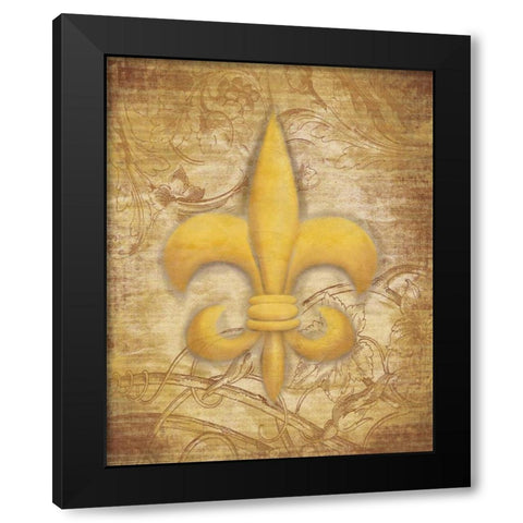 Fleur Delis Black Modern Wood Framed Art Print by Grey, Jace