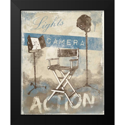 Cinema A3 Black Modern Wood Framed Art Print by Grey, Jace