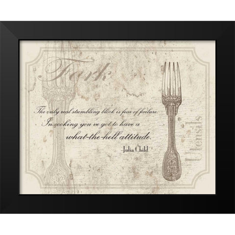 Fork Quote Black Modern Wood Framed Art Print by Grey, Jace