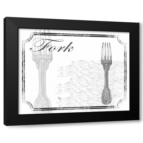 Simple Fork Black Modern Wood Framed Art Print with Double Matting by Grey, Jace