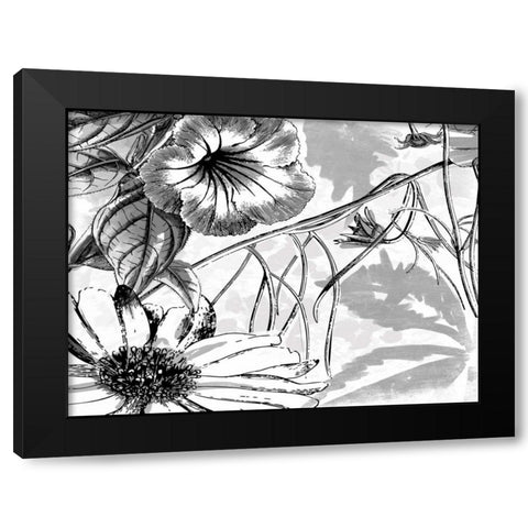 Simple BW Flower Black Modern Wood Framed Art Print with Double Matting by Grey, Jace