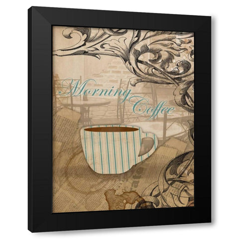 Morning Coffee Black Modern Wood Framed Art Print by Grey, Jace