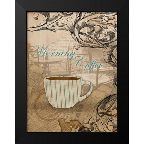 Morning Coffee Black Modern Wood Framed Art Print by Grey, Jace