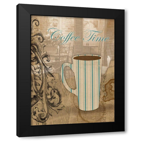 Coffee Time Black Modern Wood Framed Art Print by Grey, Jace