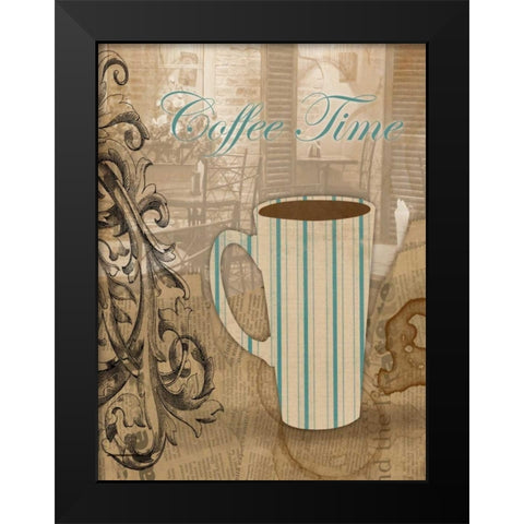 Coffee Time Black Modern Wood Framed Art Print by Grey, Jace