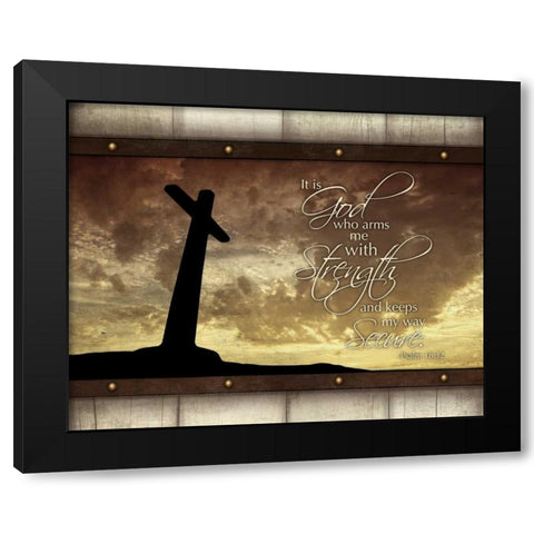 God and Strength Black Modern Wood Framed Art Print by Grey, Jace