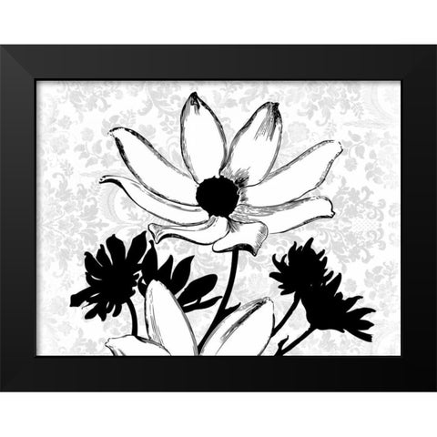 Simple Floral Black Modern Wood Framed Art Print by Grey, Jace