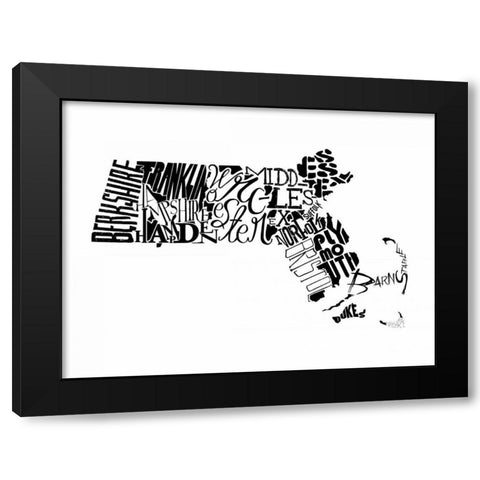 Massachusetts Black Modern Wood Framed Art Print with Double Matting by Grey, Jace