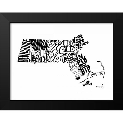 Massachusetts Black Modern Wood Framed Art Print by Grey, Jace